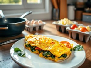 Omelete Cetogênico com Queijo e Espinafre