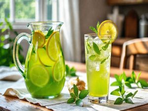 Chá Verde Refrescante com Limão e Gengibre