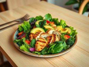 Salada Cetogênica Tropical com Abacate e Frango