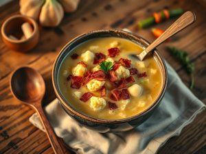 Sopa Cetogênica de Couve-Flor com Bacon