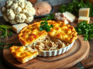 Torta de Frango Cetogênica com Crosta de Couve-Flor
