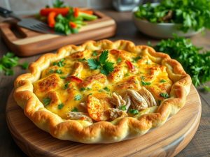 Torta Low Carb de Frango com Crosta de Couve-Flor