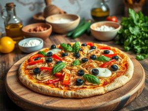 Pizza Frango Cetogênica Deliciosa