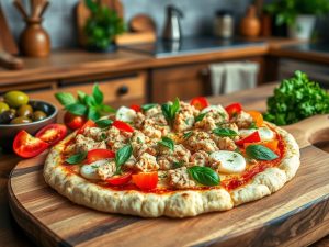 Pizza Atum Cetogênica com Crosta de Couve-Flor