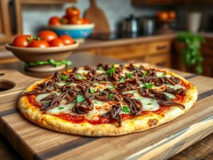 Pizza de Carne Seca Cetogênica com Queijo Coalho
