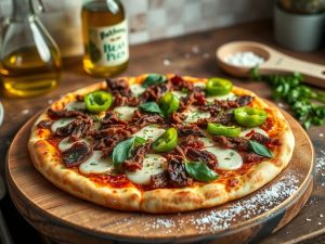 Pizza de Carne Seca com Catupiry Cetogênica